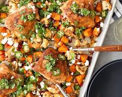 The Effortless Showstopper: Sheet Pan Chicken Thighs with Cauliflower and Pomegranate